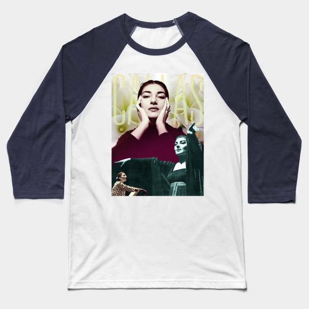 Maria Callas Collage Portrait Baseball T-Shirt by Dez53